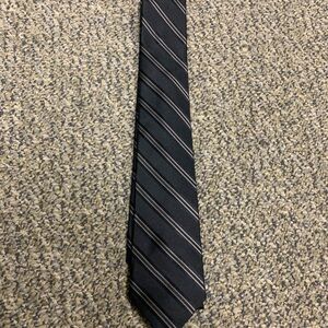 DKNY Silk Tie with Black and Tan Stripes